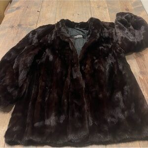 Vintage ROBERTS San Francisco Women’s Brown Authentic MINK Lined Coat Heavy XL